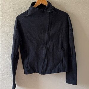 Adidas Zip Up Jacket Heather Black Medium Pockets Stretch